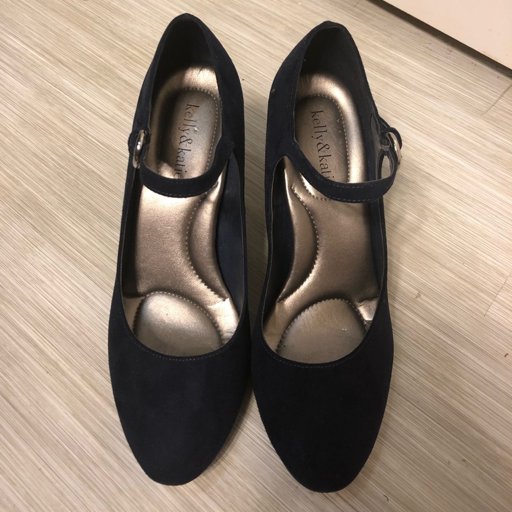 Dark Blue Suede Heels